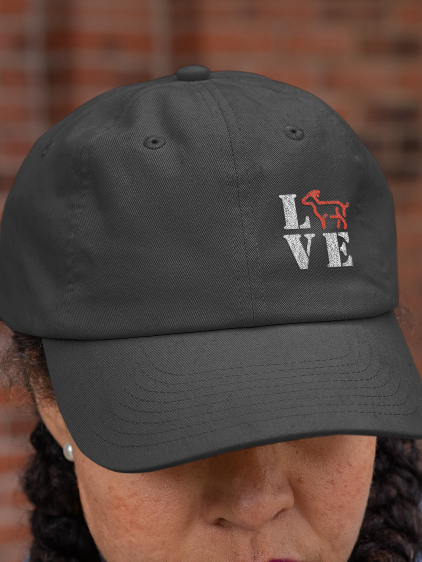 L.O.V.E. Goat Hat Distressed Embroidered, women's goat hat, embroidered goat animal baseball cap, I love goats, cute birthday gift present owner lover wife mom friend valentine's day