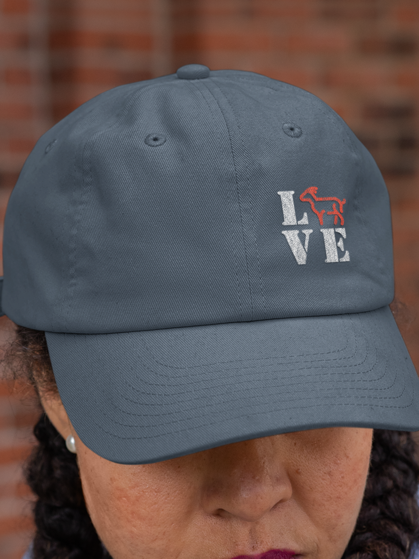 L.O.V.E. Goat Hat Distressed Embroidered, women's goat hat, embroidered goat animal baseball cap, I love goats, cute birthday gift present owner lover wife mom friend valentine's day