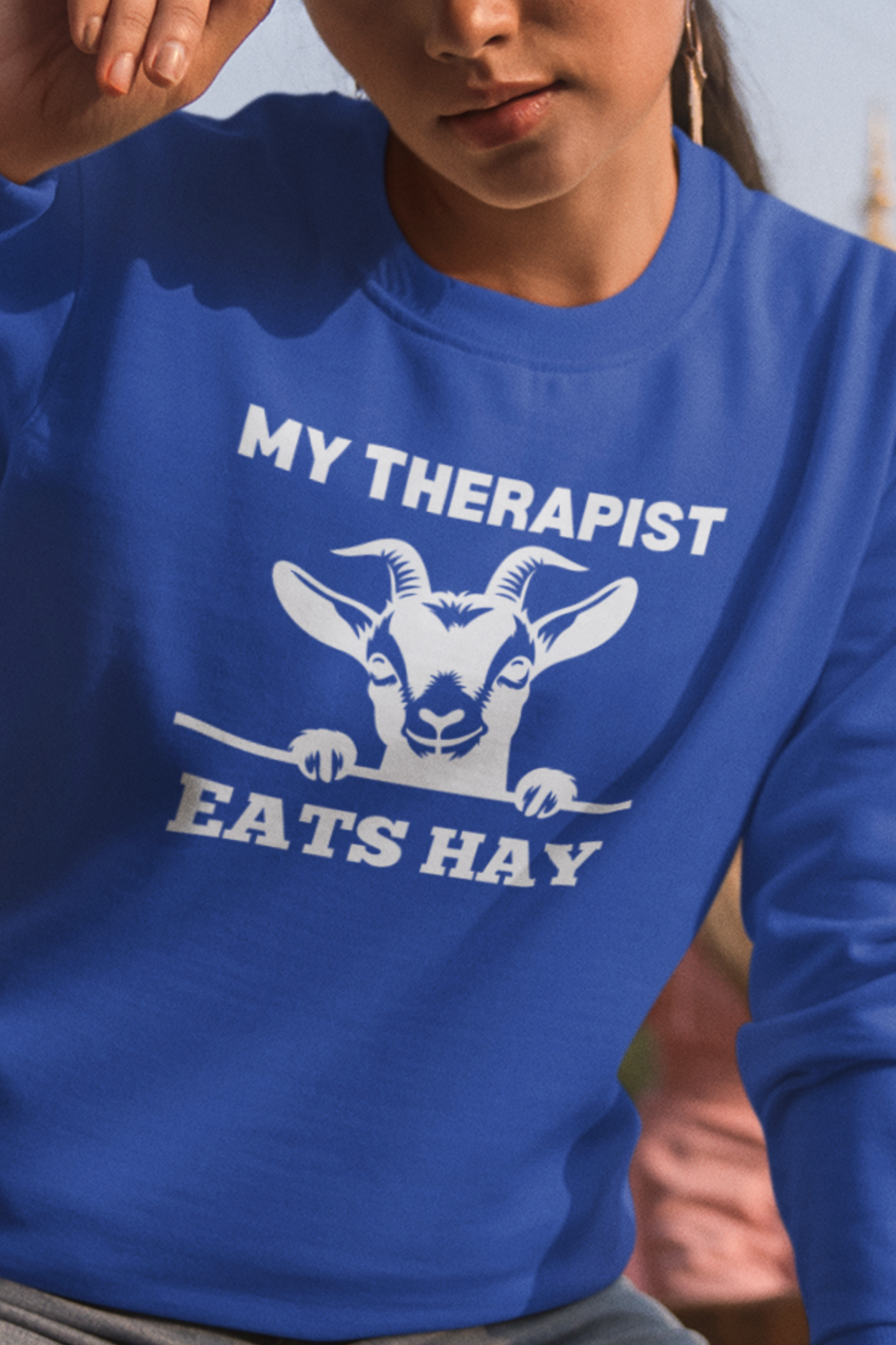My Therapist Eats Hay Womens' Goat Sweatshirt, Goat Shirt, Funny Goat Tee, Goat Lover Gift, Funny Goat Lover Tee, Cute Goat Gift T-shirt