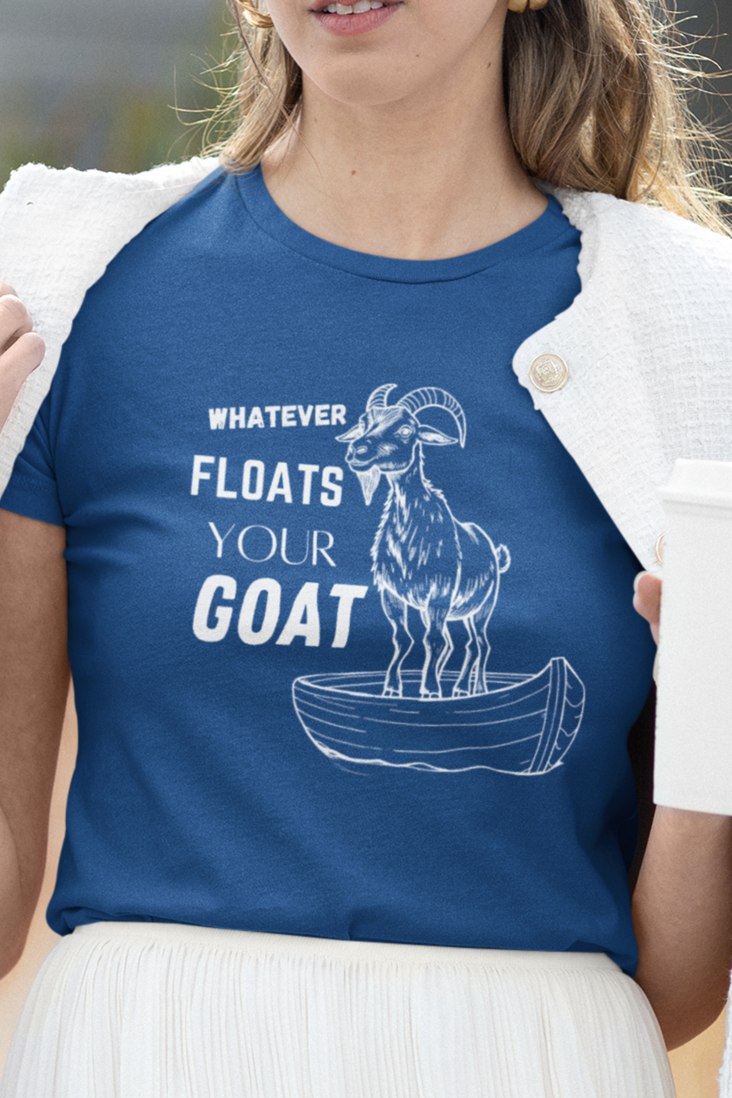 "Whatever Floats Your Goat" Women's T-Shirt – Fun Goat & Rowboat Design