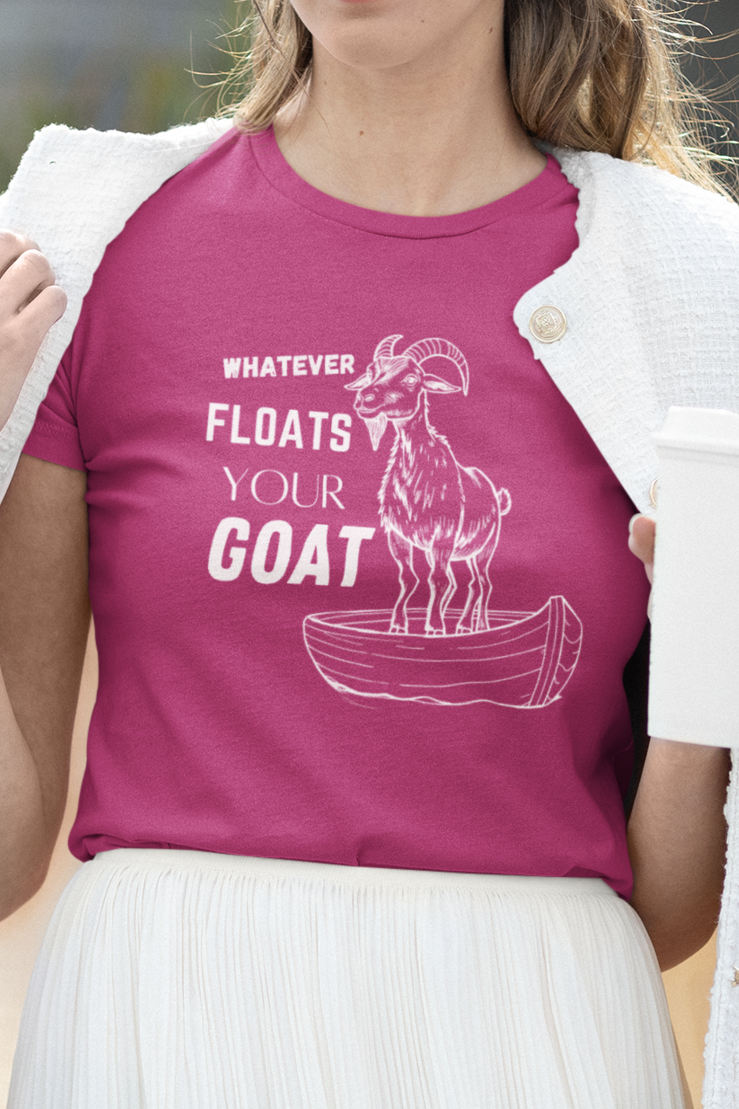 "Whatever Floats Your Goat" Women's T-Shirt – Fun Goat & Rowboat Design