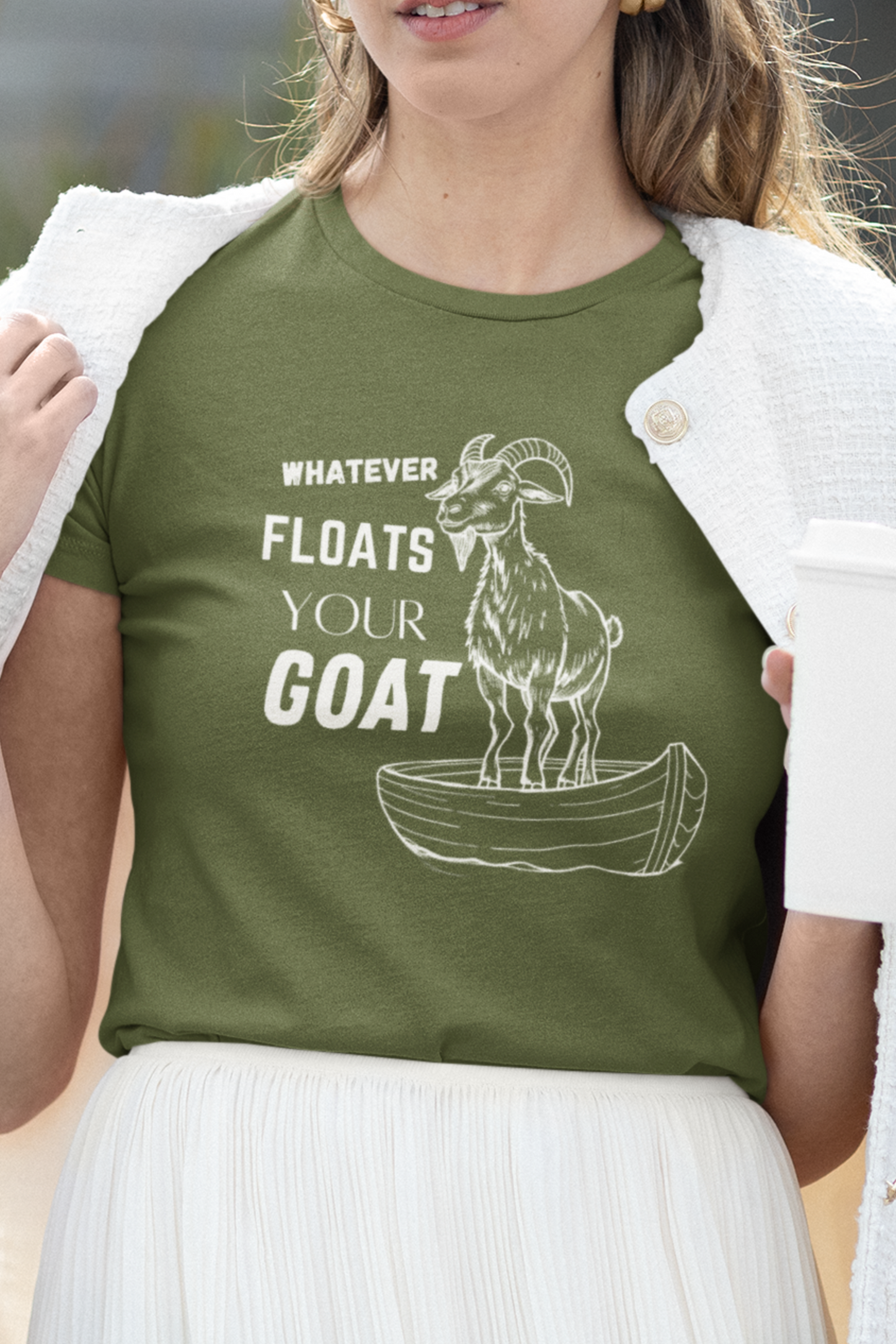 "Whatever Floats Your Goat" Women's T-Shirt – Fun Goat & Rowboat Design