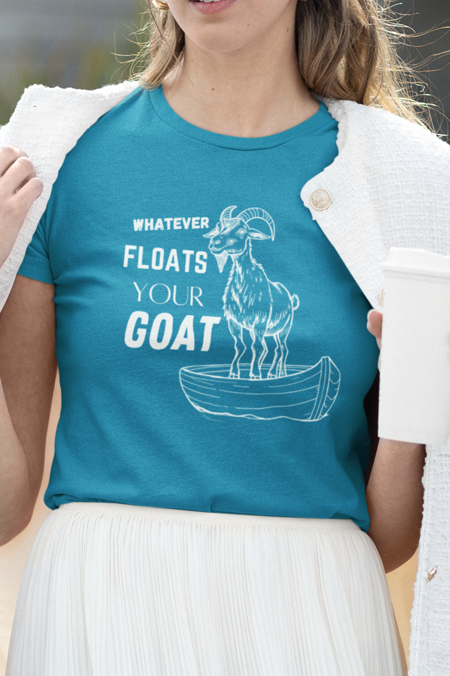 "Whatever Floats Your Goat" Women's T-Shirt – Fun Goat & Rowboat Design