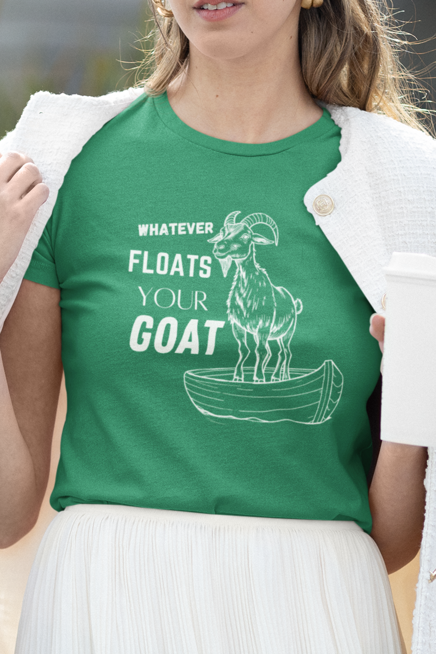 "Whatever Floats Your Goat" Women's T-Shirt – Fun Goat & Rowboat Design