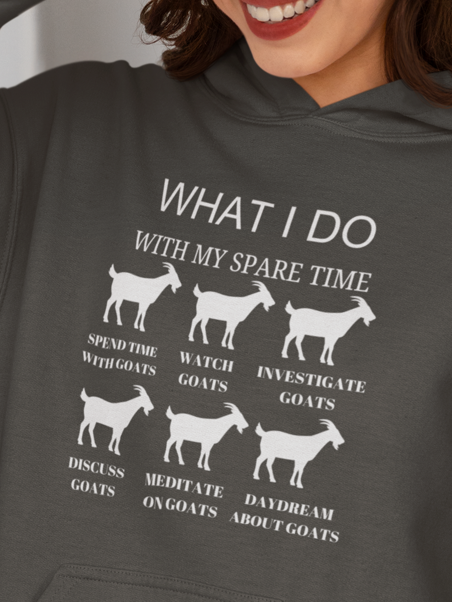 "What I Do With My Spare Time" Funny Goat Lover Hoodie – Cozy & Sarcastic Farm Life Sweatshirt, Goat Mom Hoodie, Goat Humor Sweater, Farm Girl Sweatshirt, Dream About Goats Sweater