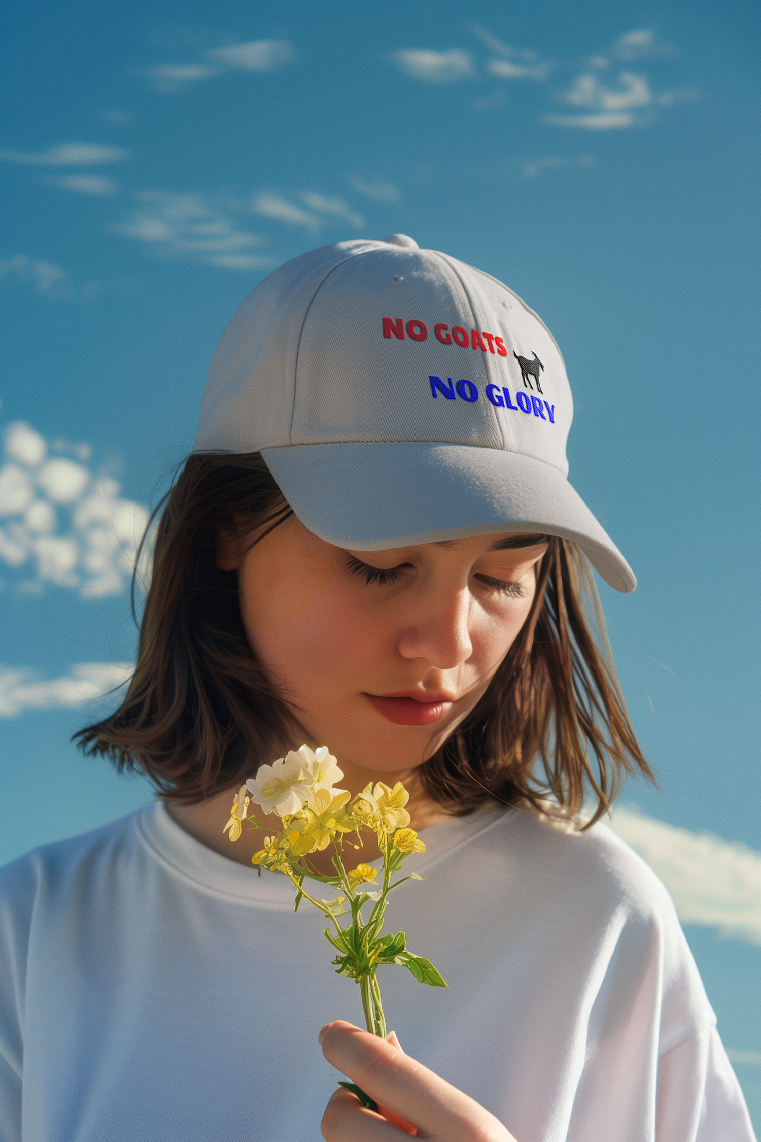 girl wearing goat hat