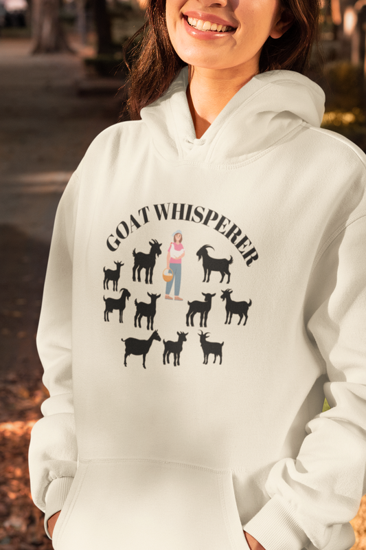 "Goat Whisperer" Cozy Hoodie – Perfect for Women Who Love & Raise Goats, Goat Hoodie. Goat Gift. Goat Sweatshirt. Cute Goat Hoodie. Goat Lover Gift. Goat Pullover. Goat Sweater. Animal Hoodie. Goat Lover