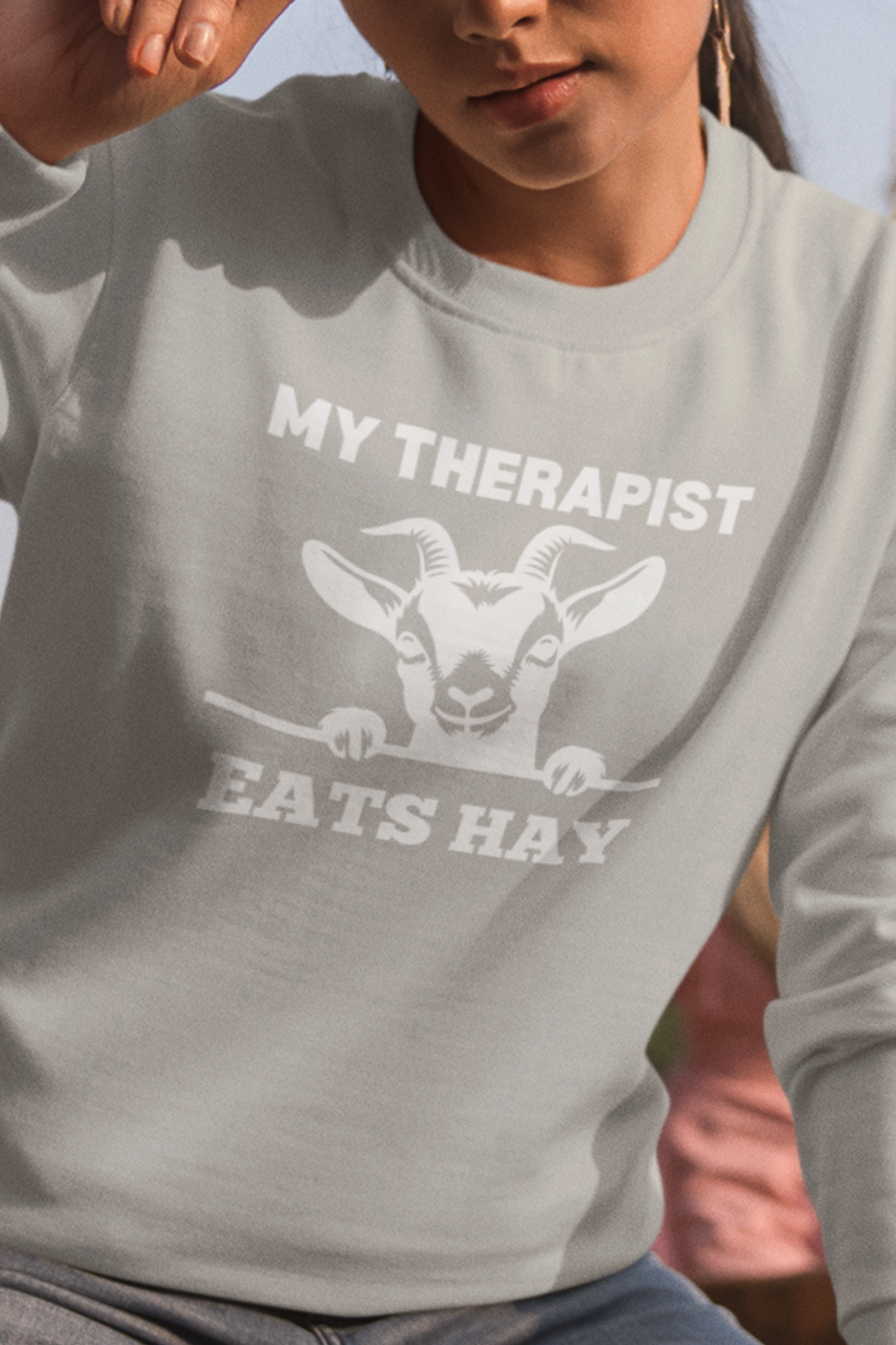 My Therapist Eats Hay Womens' Goat Sweatshirt, Goat Shirt, Funny Goat Tee, Goat Lover Gift, Funny Goat Lover Tee, Cute Goat Gift T-shirt