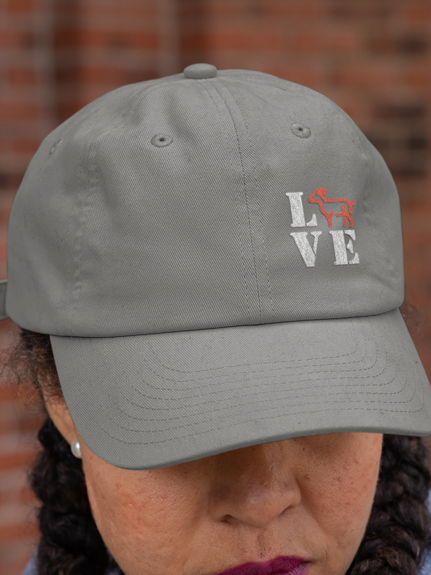 L.O.V.E. Goat Hat Distressed Embroidered, women's goat hat, embroidered goat animal baseball cap, I love goats, cute birthday gift present owner lover wife mom friend valentine's day