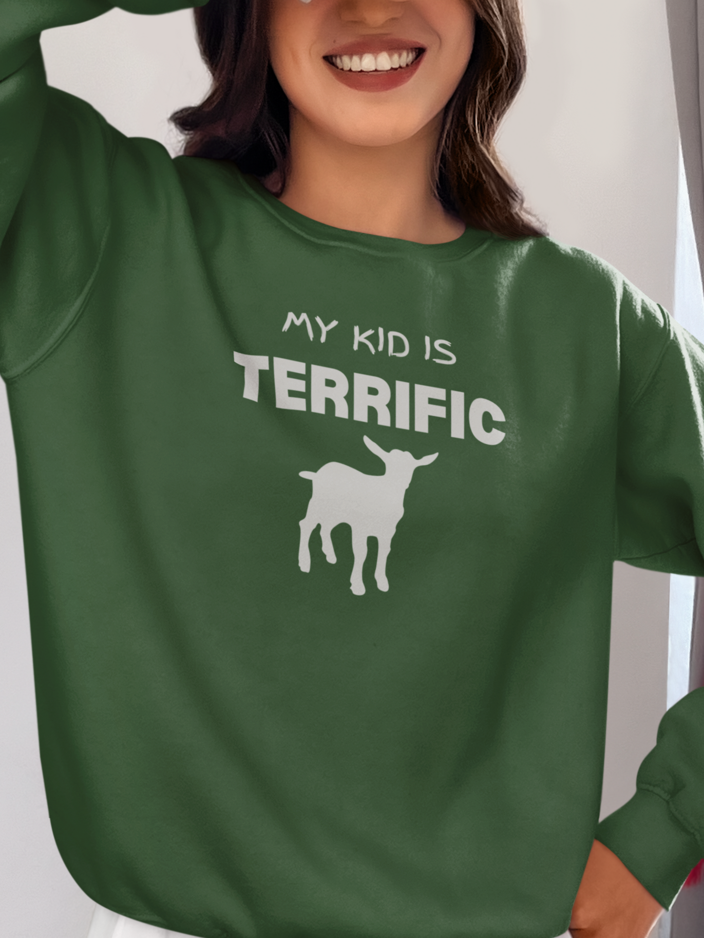 My Kid is Terrific Women's Goat Sweatshirt, Goats Shirts, Cute Goats Sweatshirt, Funny Goat Sweatshirt, Farm Animal Shirt, Goat Lover Shirt, Goat Gift, Goat Women Sweatshirt, Gift for Her