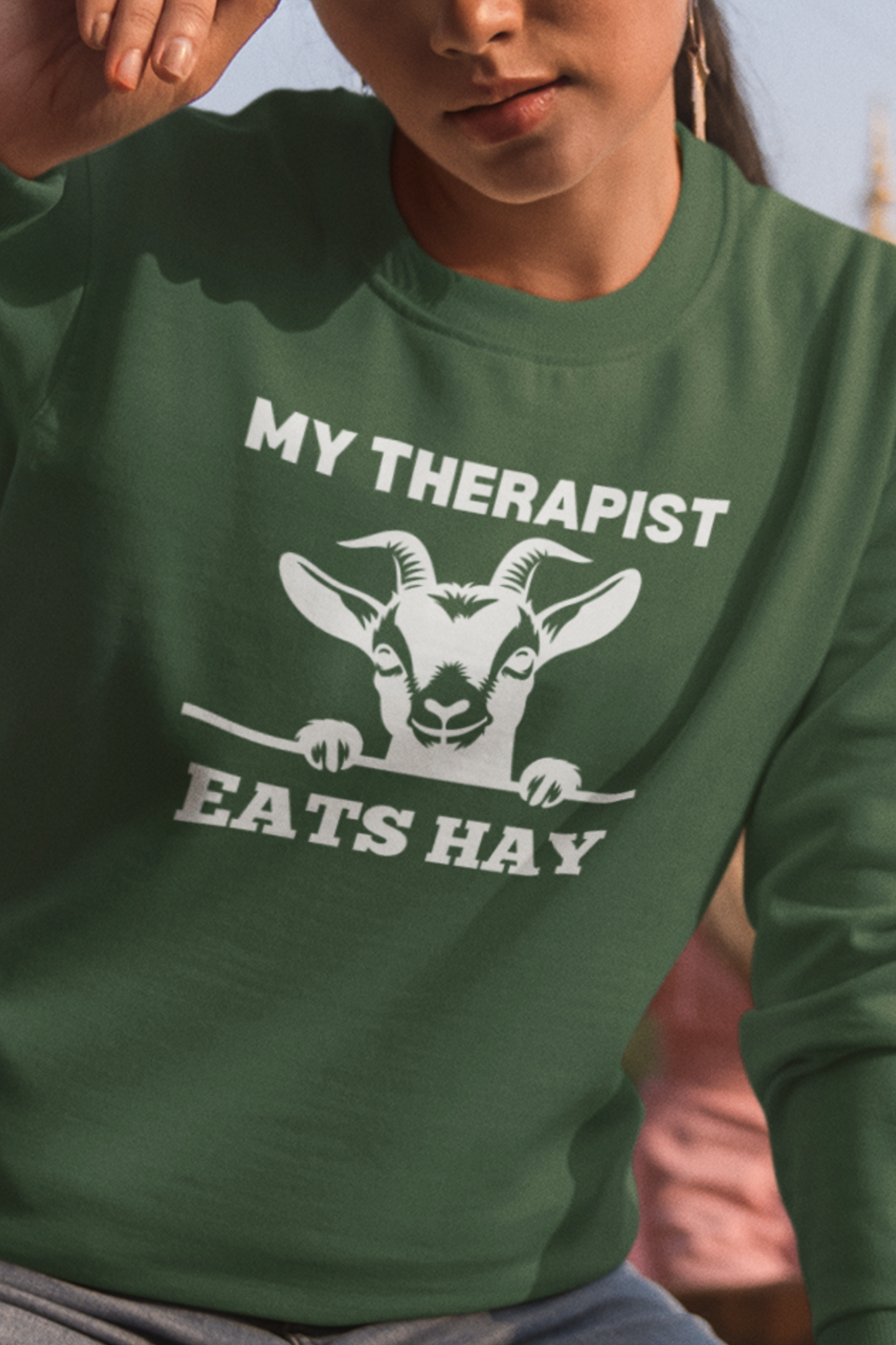 My Therapist Eats Hay Womens' Goat Sweatshirt, Goat Shirt, Funny Goat Tee, Goat Lover Gift, Funny Goat Lover Tee, Cute Goat Gift T-shirt