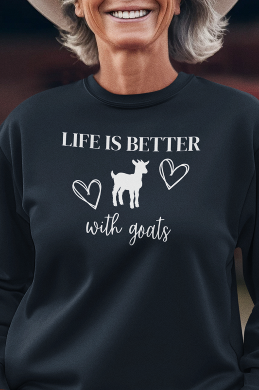 Life is Better With Goats Sweatshirt, Goats Shirts, Goat Lover Shirt, Cute Goats Shirt, Farm Animal Shirt, Farmer Girl Shirt, Farm Animal Tshirt for Women, Funny Goat Kid Shirt