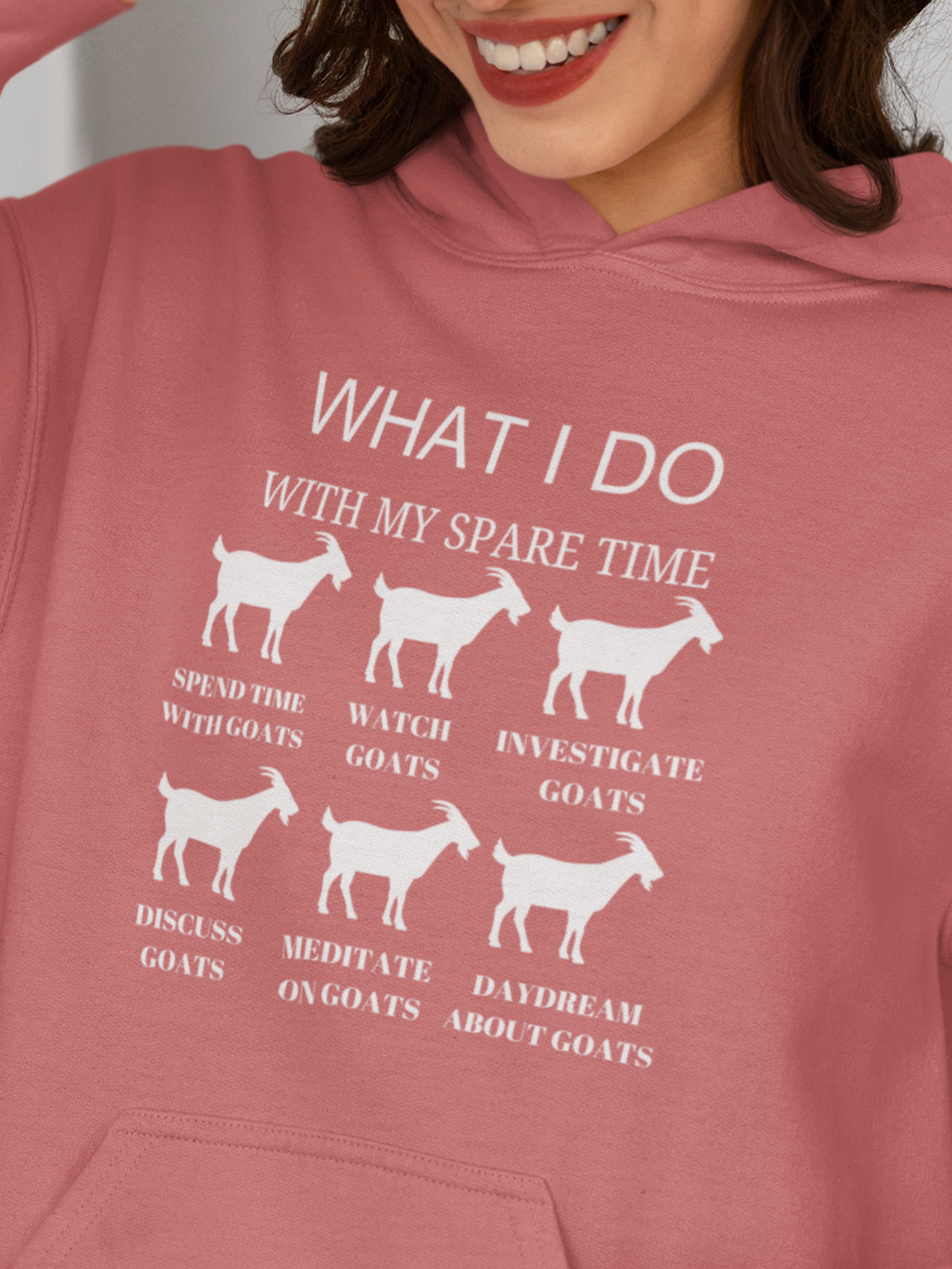 "What I Do With My Spare Time" Funny Goat Lover Hoodie – Cozy & Sarcastic Farm Life Sweatshirt, Goat Mom Hoodie, Goat Humor Sweater, Farm Girl Sweatshirt, Dream About Goats Sweater