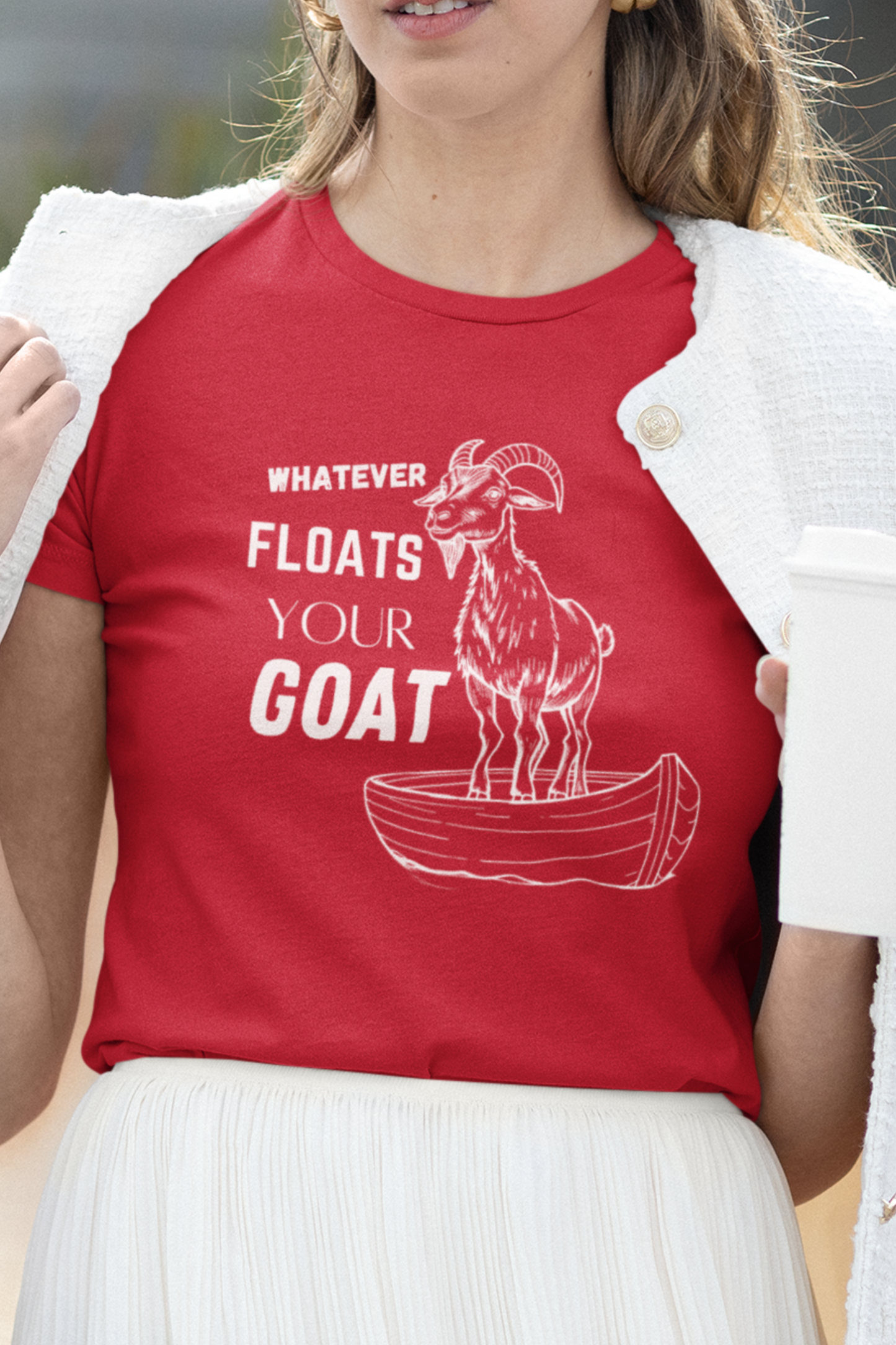 "Whatever Floats Your Goat" Women's T-Shirt – Fun Goat & Rowboat Design