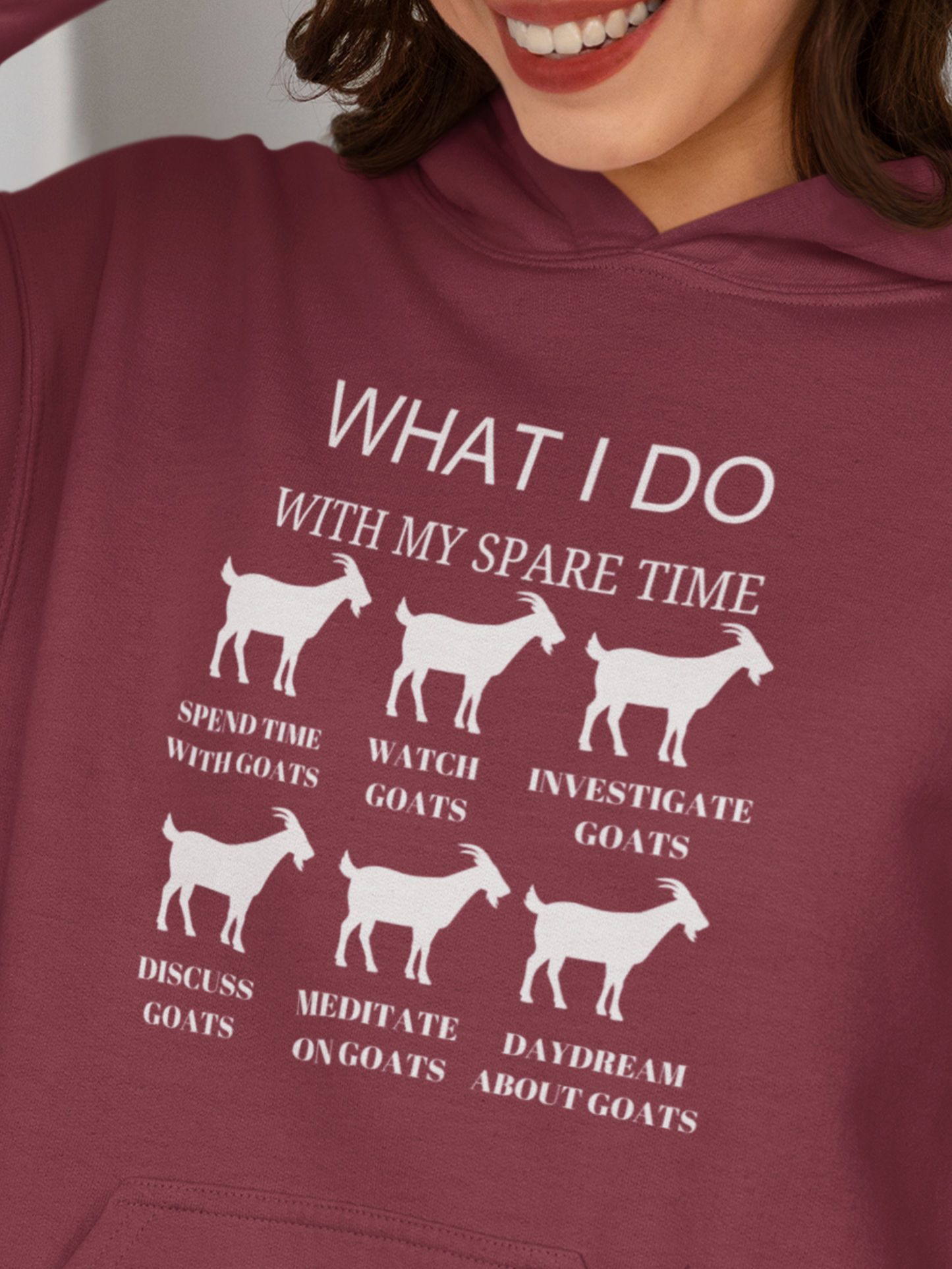 "What I Do With My Spare Time" Funny Goat Lover Hoodie – Cozy & Sarcastic Farm Life Sweatshirt, Goat Mom Hoodie, Goat Humor Sweater, Farm Girl Sweatshirt, Dream About Goats Sweater