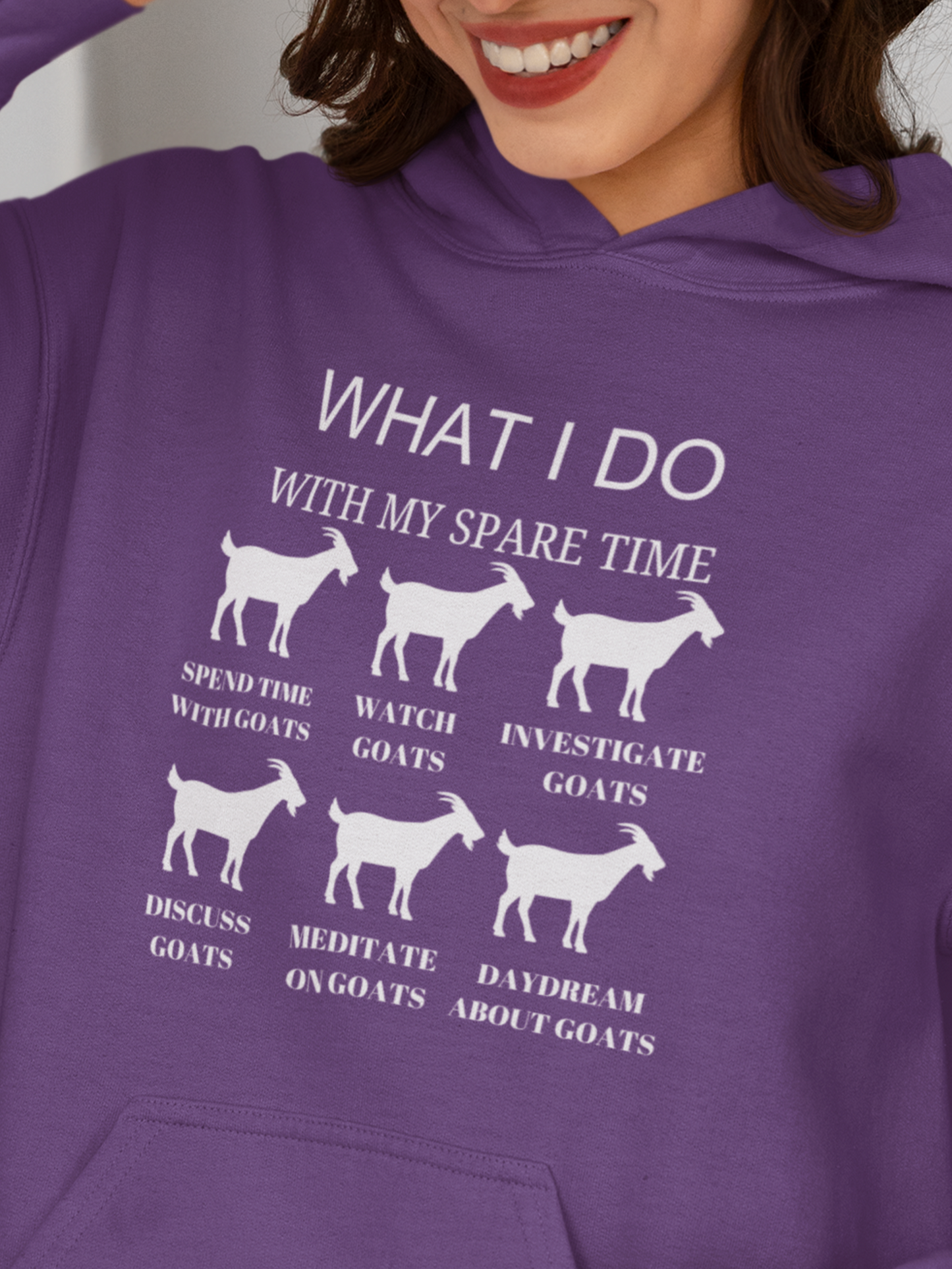 "What I Do With My Spare Time" Funny Goat Lover Hoodie – Cozy & Sarcastic Farm Life Sweatshirt, Goat Mom Hoodie, Goat Humor Sweater, Farm Girl Sweatshirt, Dream About Goats Sweater