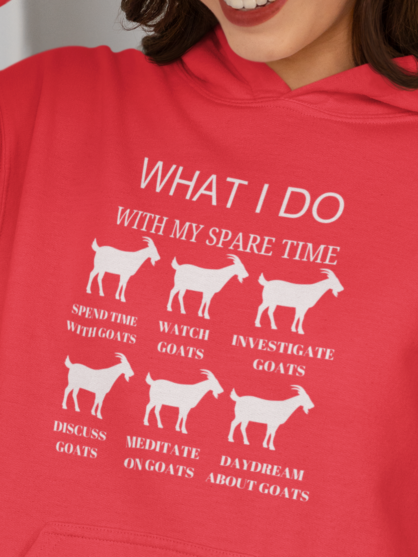 "What I Do With My Spare Time" Funny Goat Lover Hoodie – Cozy & Sarcastic Farm Life Sweatshirt, Goat Mom Hoodie, Goat Humor Sweater, Farm Girl Sweatshirt, Dream About Goats Sweater